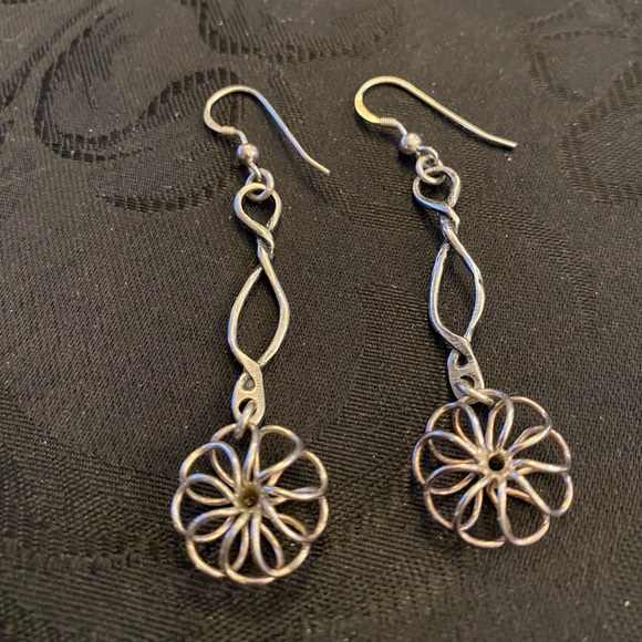 None Jewelry - Sterling Silver Floral Drop Earrings - 2.5 Inches Women Jewelry